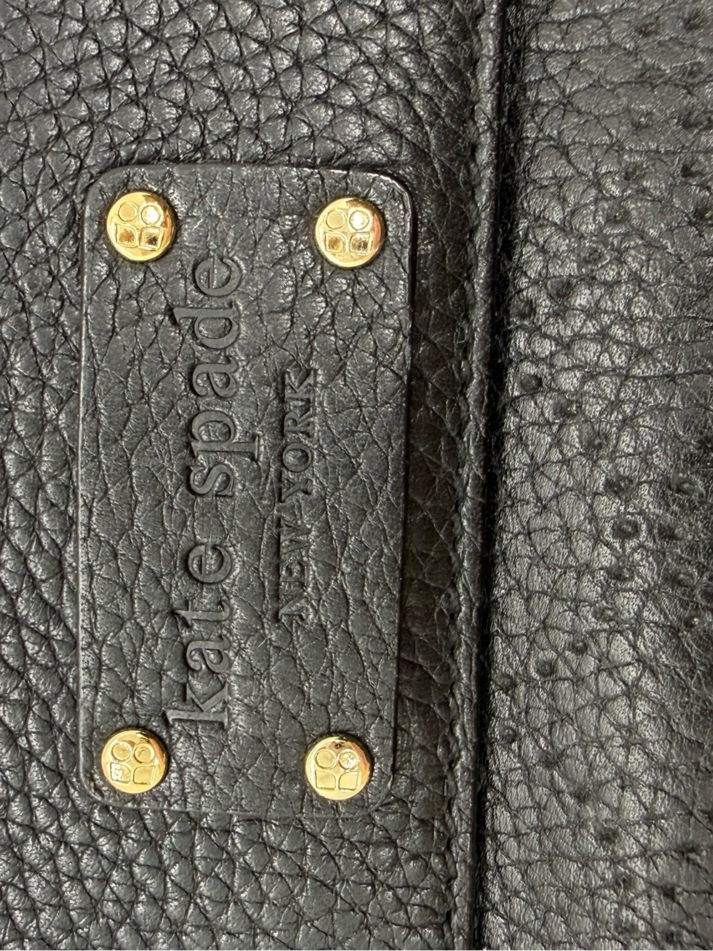 Kate Spade Black Pebbled Leather Wristlet Clutch Green Polka Dot Lining Y2K - Picture 7 of 15